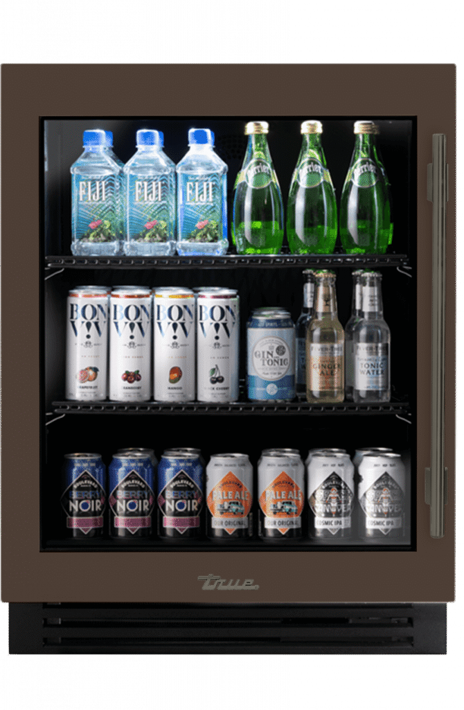 ADA Height Undercounter Refrigerator, Left Hinged, Espresso, Pewter Hardware TURADA24LGA305H05