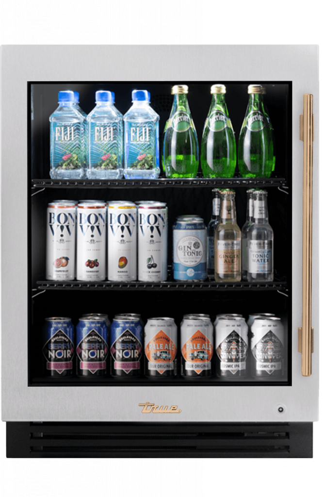ADA Height Undercounter Refrigerator, Left Hinged, Color Match, Gold Hardware TURADA24LGAXXXH08