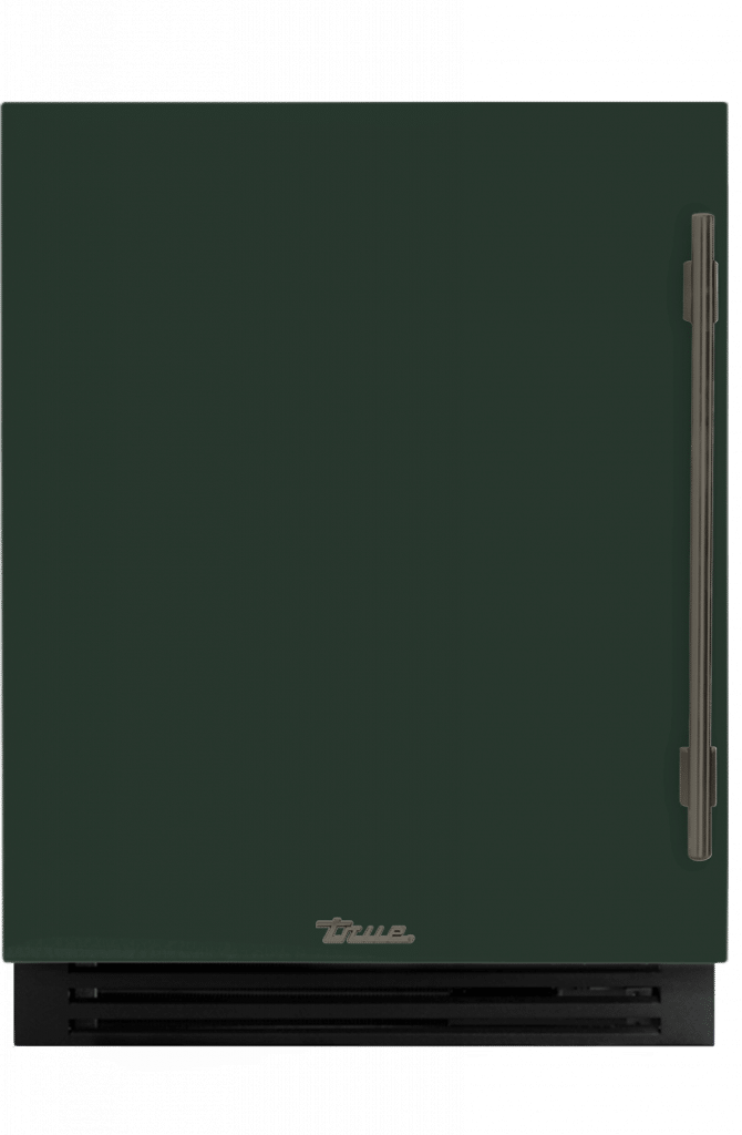 ADA Height Undercounter Refrigerator, Left Hinged, Emerald, Pewter Hardware TURADA24LSA086H05
