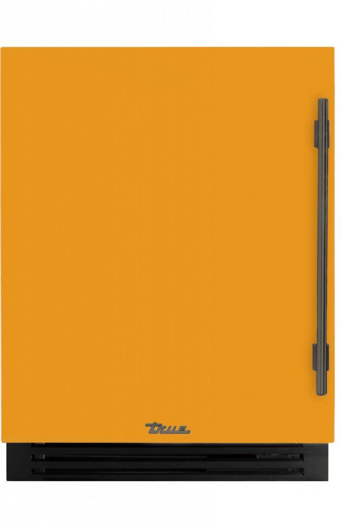 ADA Height Undercounter Refrigerator, Left Hinged, Saffron, Pewter Hardware TURADA24LSA103H05