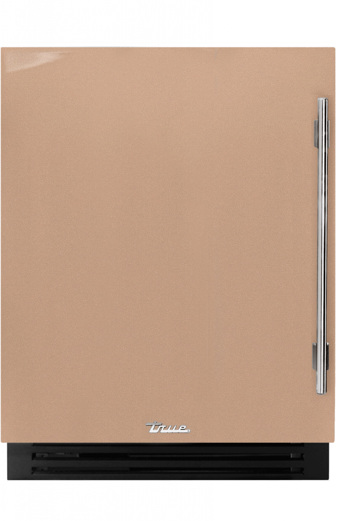 ADA Height Undercounter Refrigerator, Left Hinged, Champagne, Chrome Hardware TURADA24LSA179H02