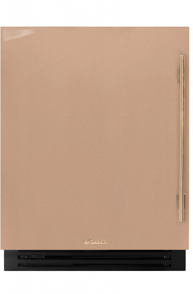 ADA Height Undercounter Refrigerator, Left Hinged, Champagne, Gold Hardware TURADA24LSA179H08