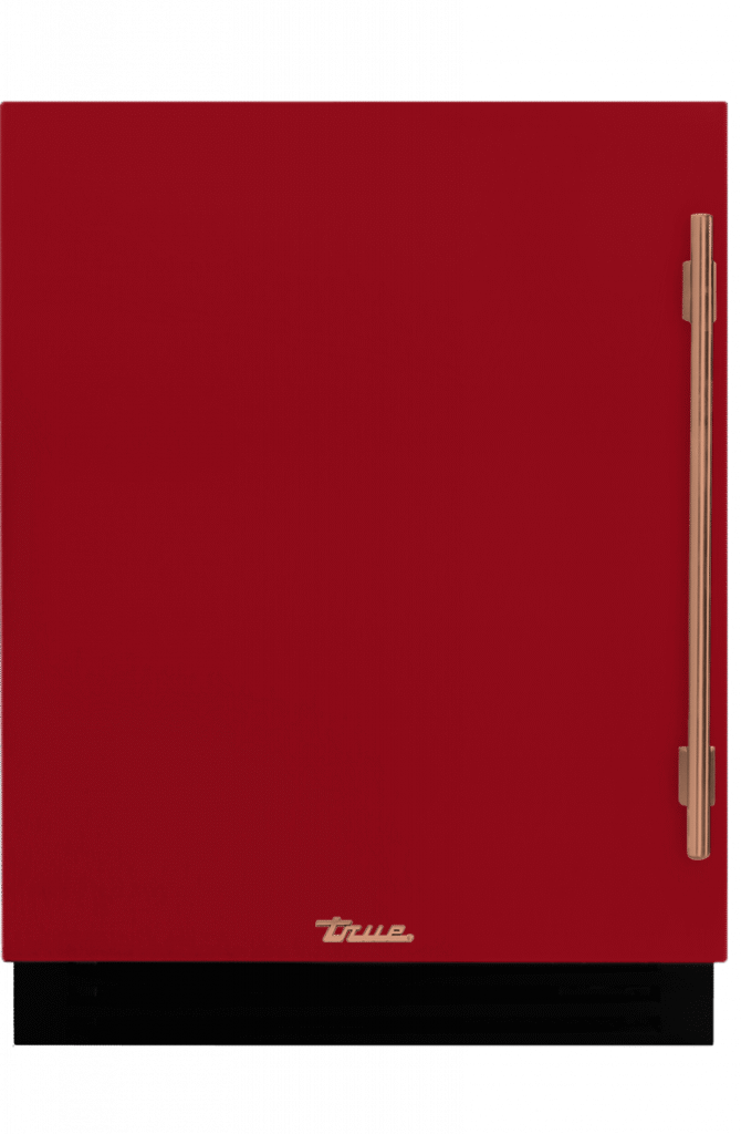 ADA Height Undercounter Refrigerator, Left Hinged, Crimson, Copper Hardware TURADA24LSA193H03