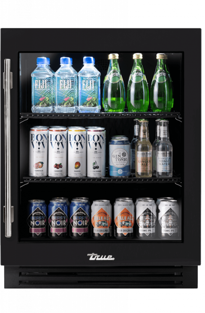 ADA Height Undercounter Refrigerator, Right Hinged, Matte Black, Chrome Hardware TURADA24RGA027H02
