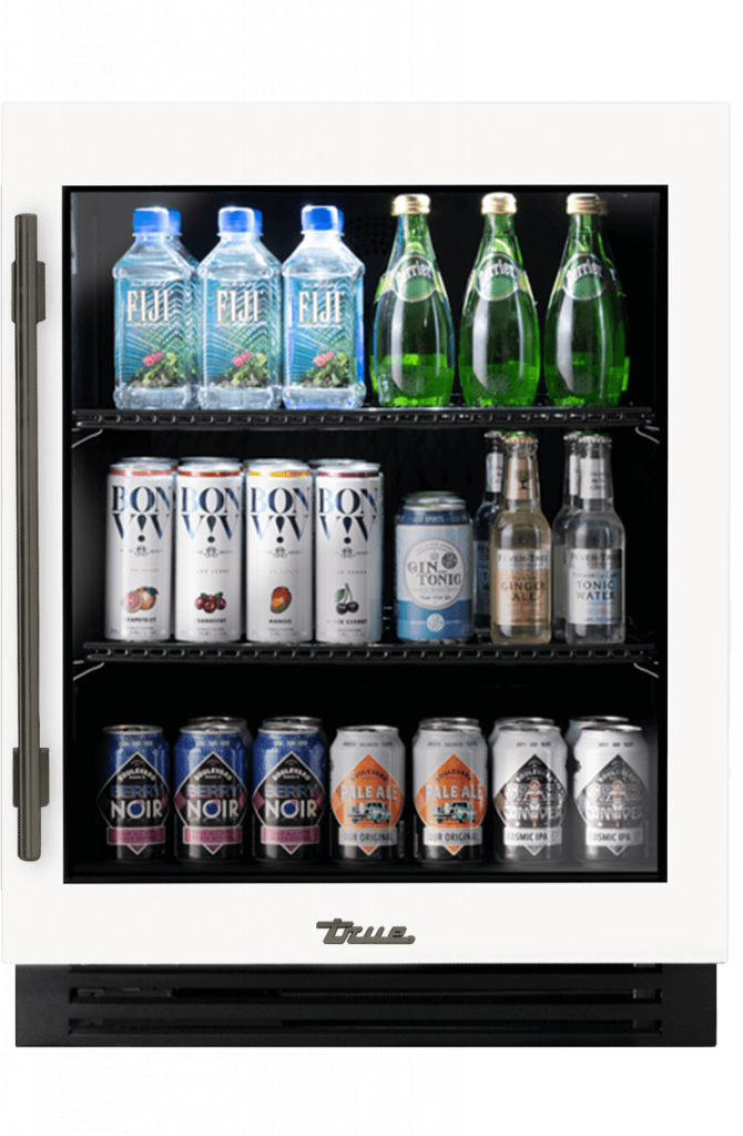 ADA Height Undercounter Refrigerator, Right Hinged, Matte White, Pewter Hardware TURADA24RGA030H05
