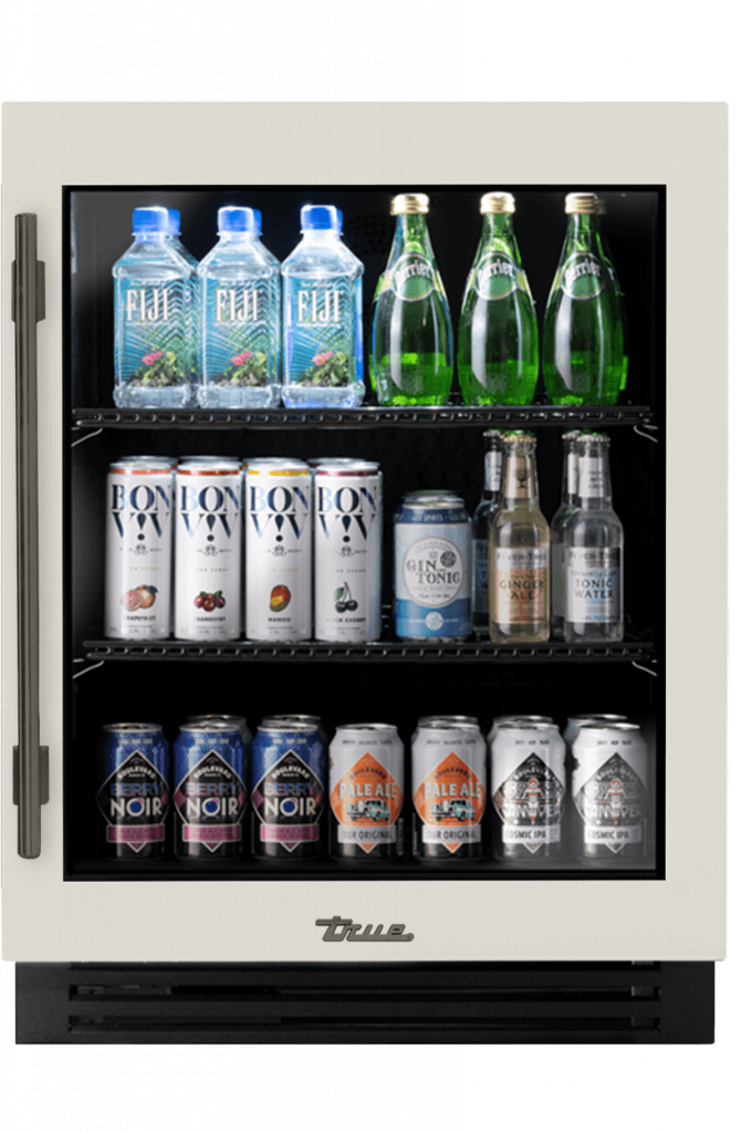 ADA Height Undercounter Refrigerator, Right Hinged, Antique White, Pewter Hardware TURADA24RGA050H05