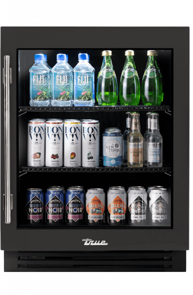 ADA Height Undercounter Refrigerator, Right Hinged, Ultra Matte Black, Chrome Hardware TURADA24RGA085H02