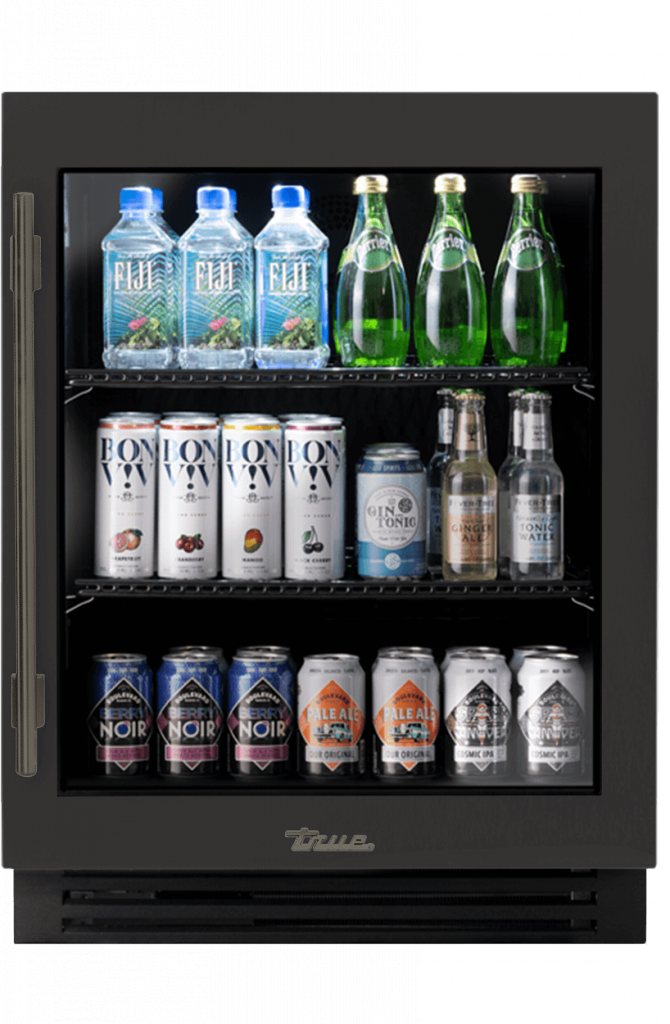 ADA Height Undercounter Refrigerator, Right Hinged, Ultra Matte Black, Pewter Hardware TURADA24RGA085H05