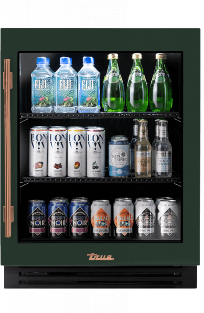 ADA Height Undercounter Refrigerator, Right Hinged, Emerald, Copper Hardware TURADA24RGA086H03