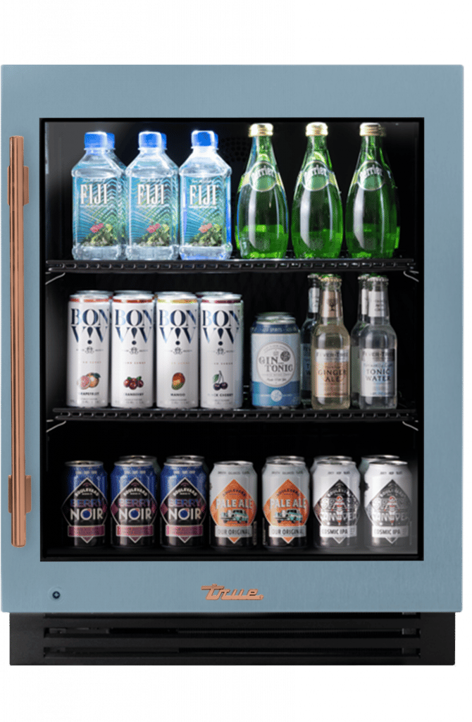 ADA Height Undercounter Refrigerator, Right Hinged, Bluestone, Copper Hardware TURADA24RGA152H03