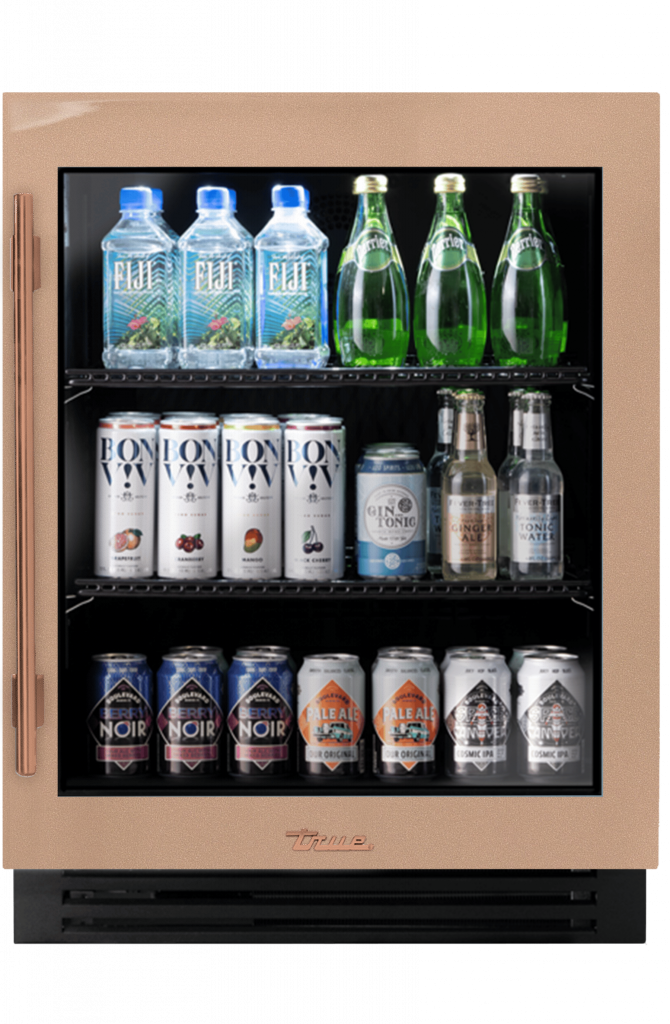 ADA Height Undercounter Refrigerator, Right Hinged, Champagne, Copper Hardware TURADA24RGA179H03