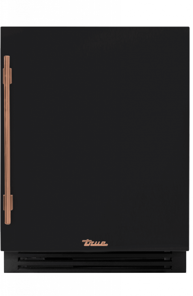 ADA Height Undercounter Refrigerator, Right Hinged, Matte Black, Copper Hardware TURADA24RSA027H03