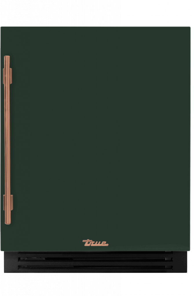ADA Height Undercounter Refrigerator, Right Hinged, Emerald, Copper Hardware TURADA24RSA086H03