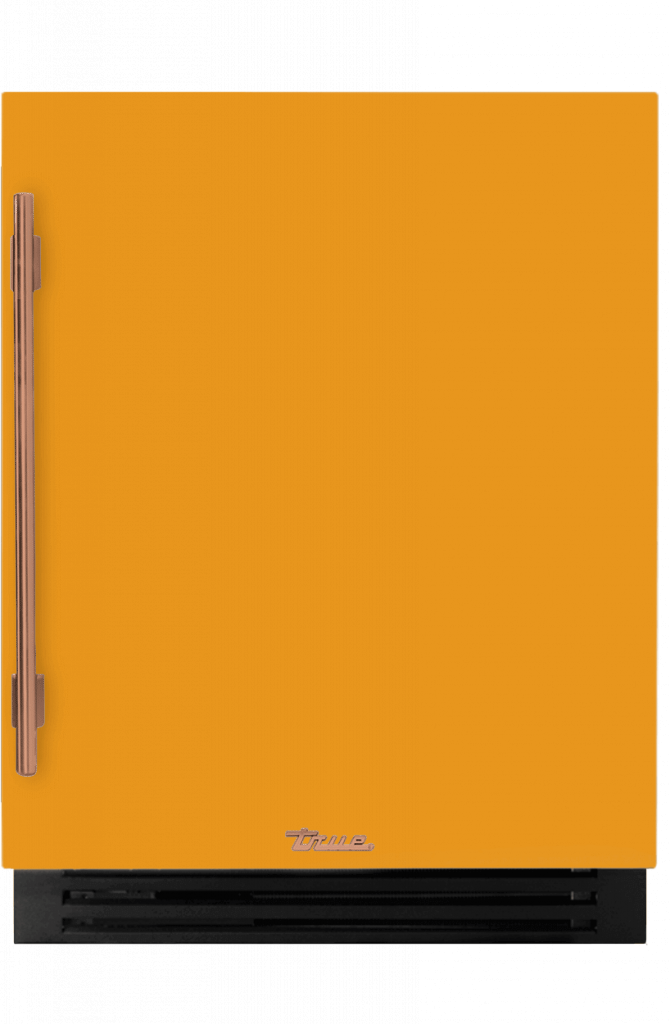 ADA Height Undercounter Refrigerator, Right Hinged, Saffron, Copper Hardware TURADA24RSA103H03