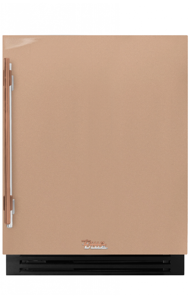 ADA Height Undercounter Refrigerator, Right Hinged, Champagne, Copper Hardware TURADA24RSA179H03