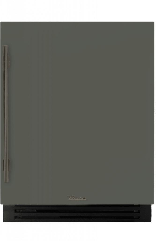 ADA Height Undercounter Refrigerator, Right Hinged, Olive, Pewter Hardware TURADA24RSA238H05