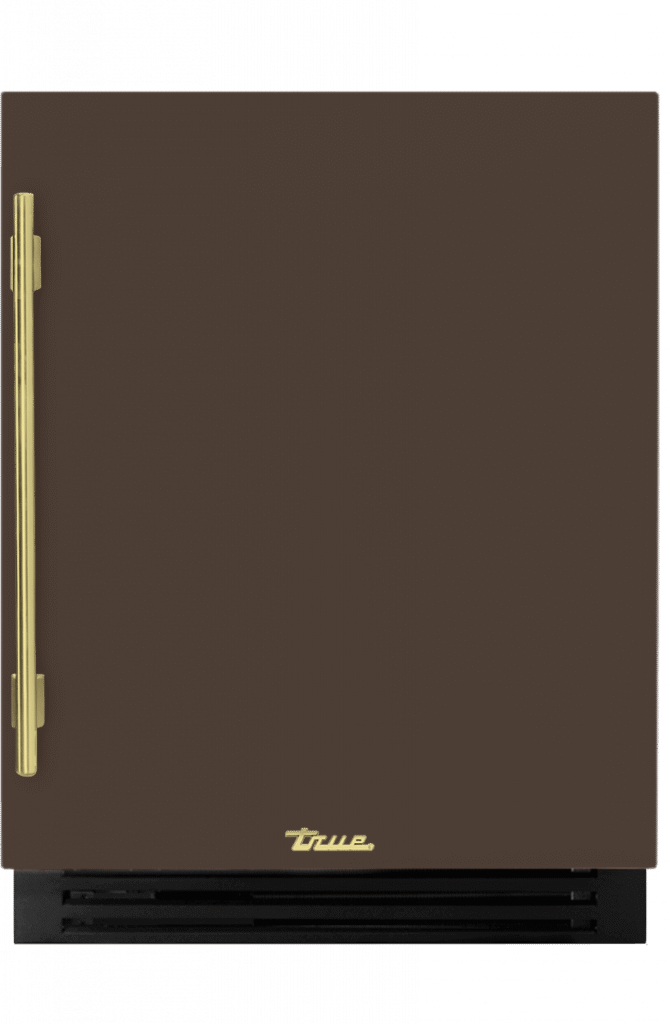 ADA Height Undercounter Refrigerator, Right Hinged, Espresso, Brass Hardware TURADA24RSA305H01