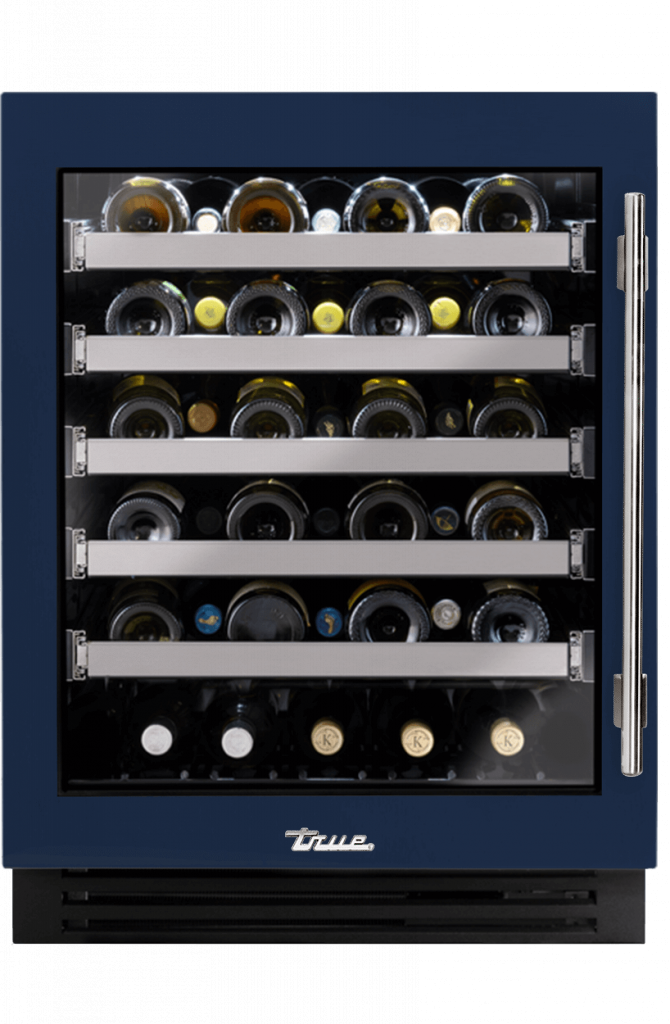 ADA Height Undercounter Wine Cabinet, Left Hinged, Cobalt, Chrome Hardware TUWADA24LGA078H02