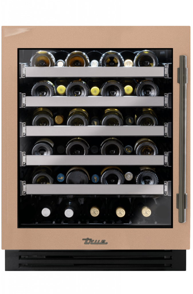 ADA Height Undercounter Wine Cabinet, Left Hinged, Champagne, Pewter Hardware TUWADA24LGA179H05