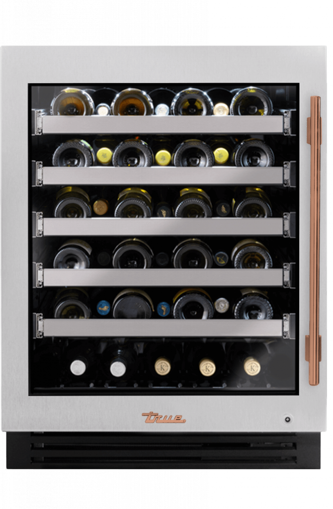 ADA Height Undercounter Wine Cabinet, Left Hinged, Color Match, Copper Hardware TUWADA24LGAXXXH03