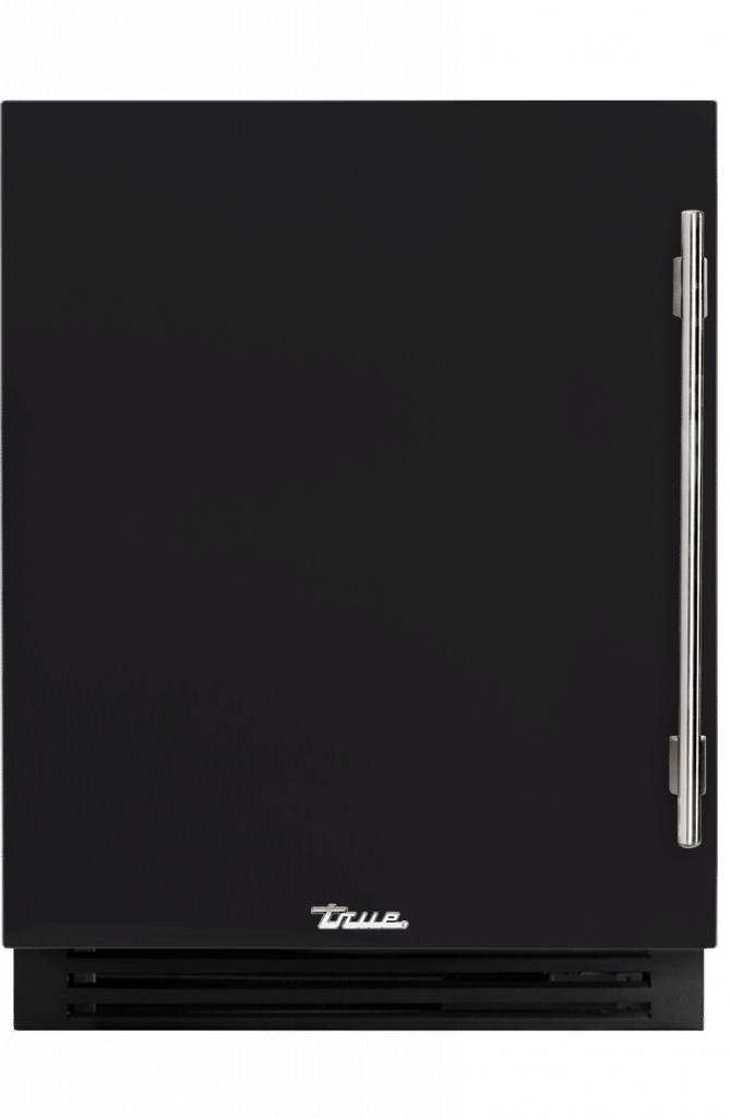 ADA Height Undercounter Wine Cabinet, Left Hinged, Matte Black, Chrome Hardware TUWADA24LSA027H02