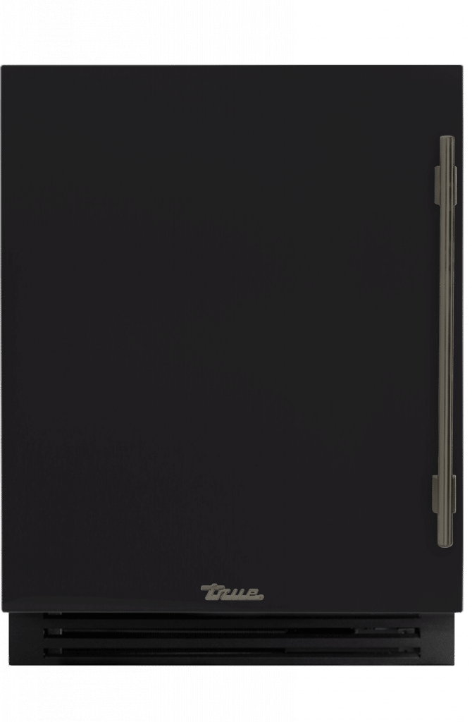 ADA Height Undercounter Wine Cabinet, Left Hinged, Matte Black, Pewter Hardware TUWADA24LSA027H05