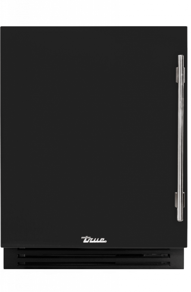 ADA Height Undercounter Wine Cabinet, Left Hinged, Gloss Black, Chrome Hardware TUWADA24LSA044H02