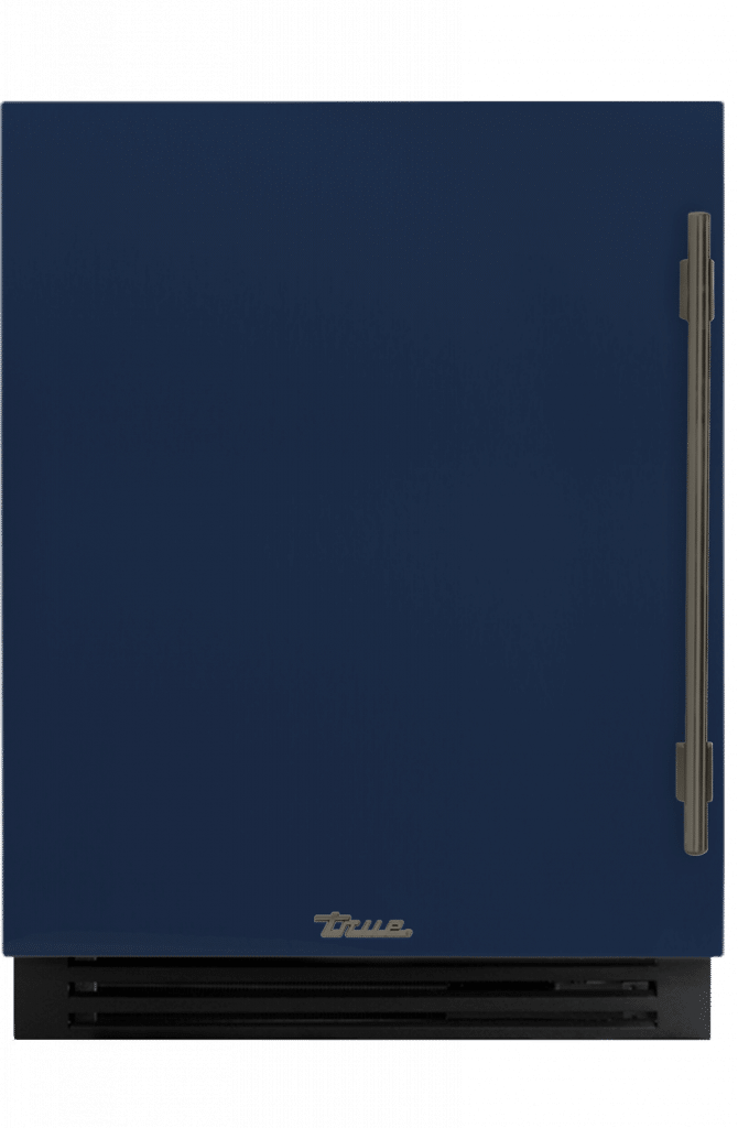 ADA Height Undercounter Wine Cabinet, Left Hinged, Cobalt, Pewter Hardware TUWADA24LSA078H05