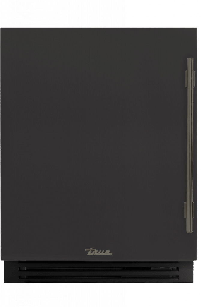 ADA Height Undercounter Wine Cabinet, Left Hinged, Ultra Matte Black, Pewter Hardware TUWADA24LSA085H05