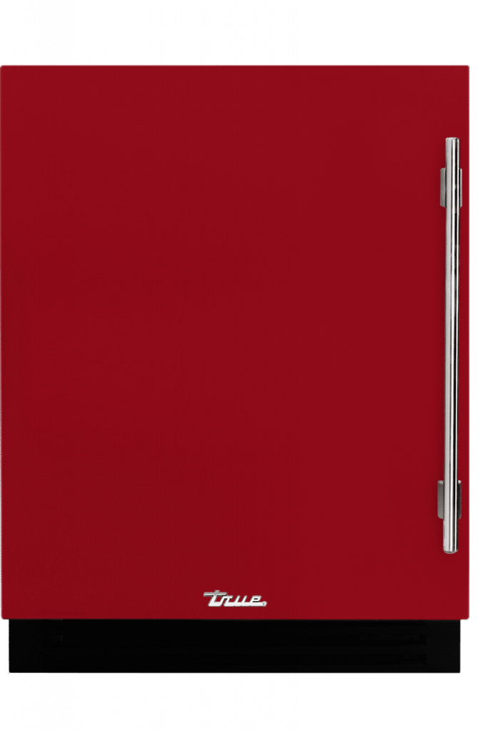 ADA Height Undercounter Wine Cabinet, Left Hinged, Crimson, Chrome Hardware TUWADA24LSA193H02