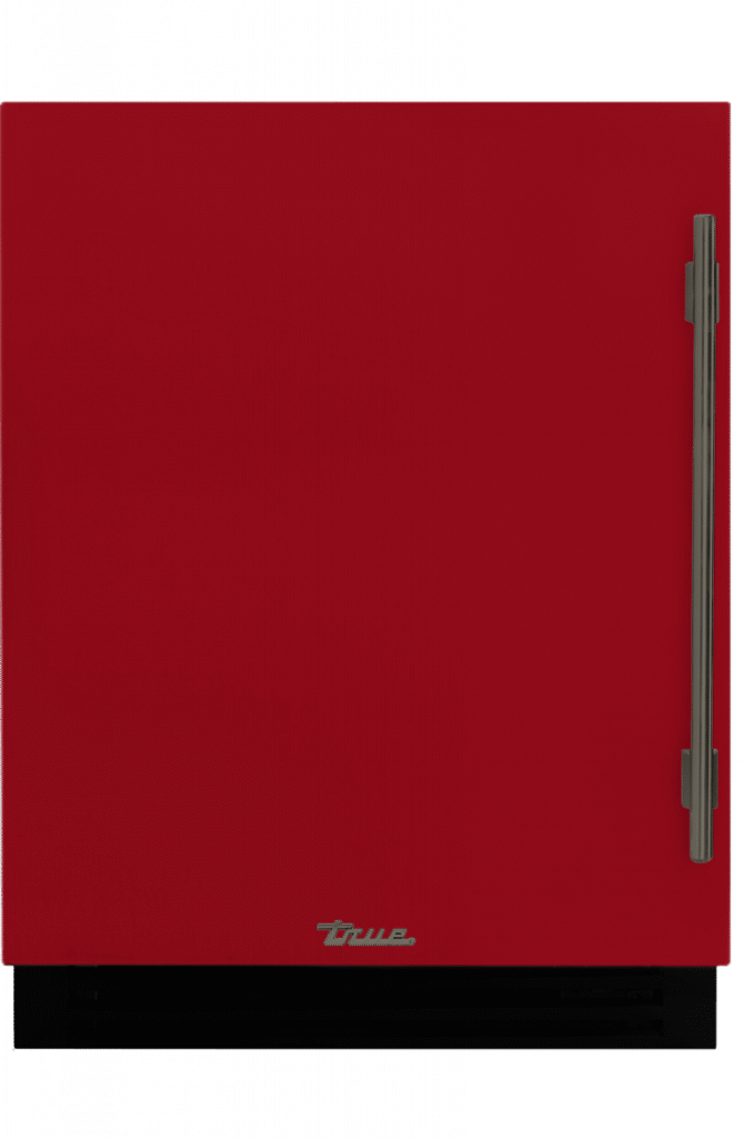 ADA Height Undercounter Wine Cabinet, Left Hinged, Crimson, Pewter Hardware TUWADA24LSA193H05