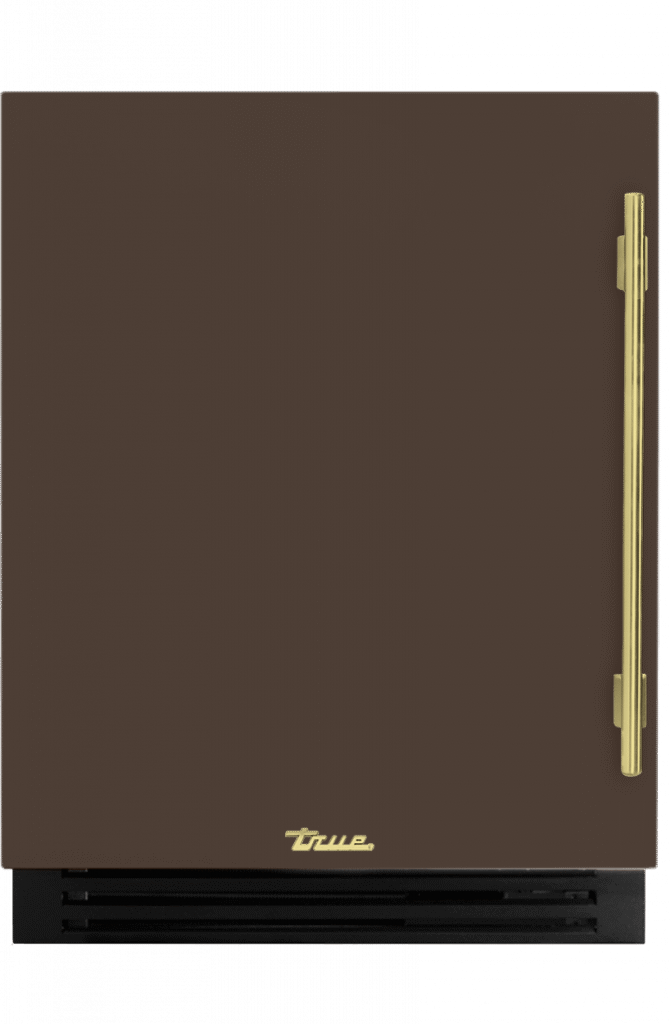 ADA Height Undercounter Wine Cabinet, Left Hinged, Espresso, Brass Hardware TUWADA24LSA305H01