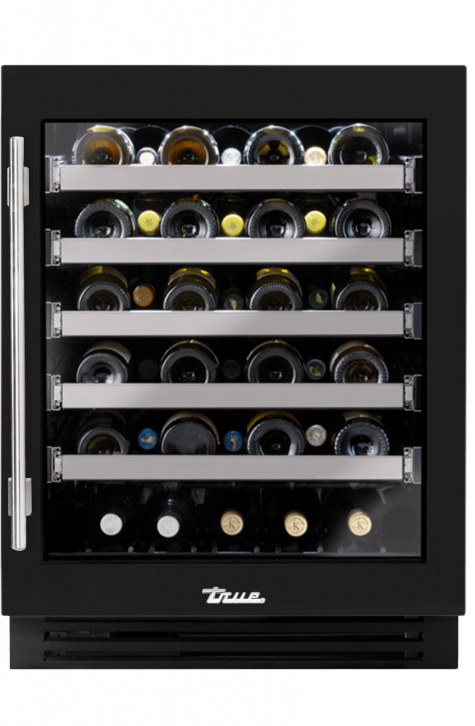 ADA Height Undercounter Wine Cabinet, Right Hinged, Matte Black TUWADA24RGA027H04