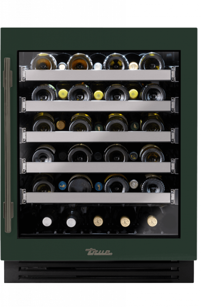 ADA Height Undercounter Wine Cabinet, Right Hinged, Emerald, Pewter Hardware TUWADA24RGA086H05