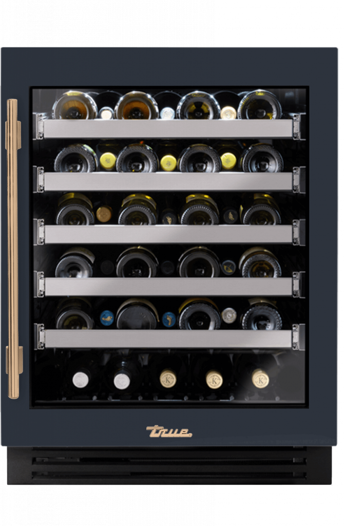 ADA Height Undercounter Wine Cabinet, Right Hinged, Juniper, Gold Hardware TUWADA24RGA104H08
