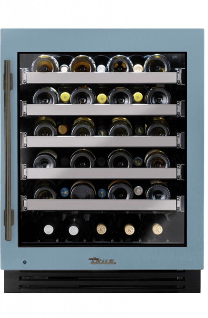 ADA Height Undercounter Wine Cabinet, Right Hinged, Bluestone, Pewter Hardware TUWADA24RGA152H05