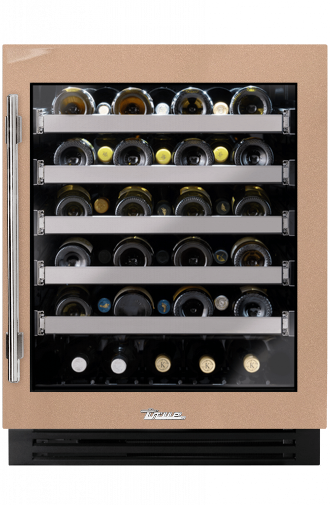 ADA Height Undercounter Wine Cabinet, Right Hinged, Champagne, Chrome Hardware TUWADA24RGA179H02