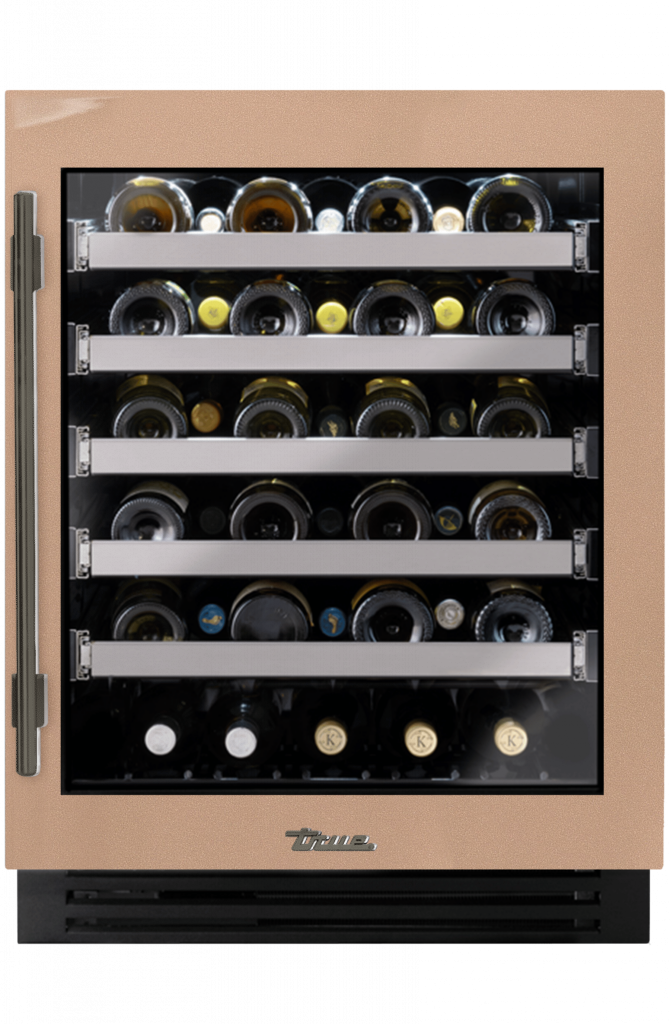 ADA Height Undercounter Wine Cabinet, Right Hinged, Champagne, Pewter Hardware TUWADA24RGA179H05