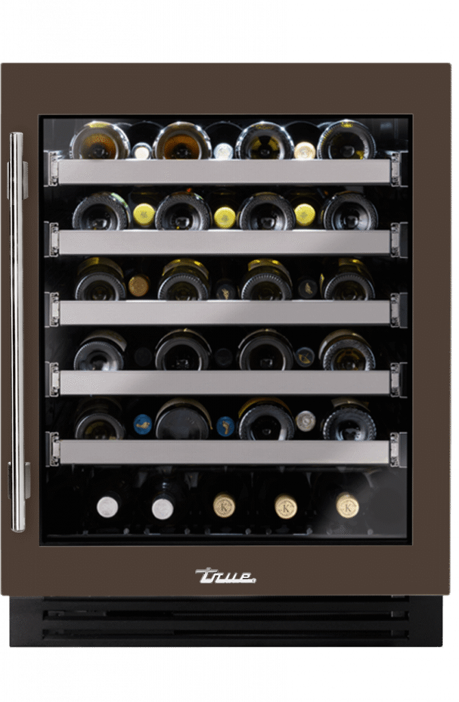 ADA Height Undercounter Wine Cabinet, Right Hinged, Espresso, Chrome Hardware TUWADA24RGA305H02