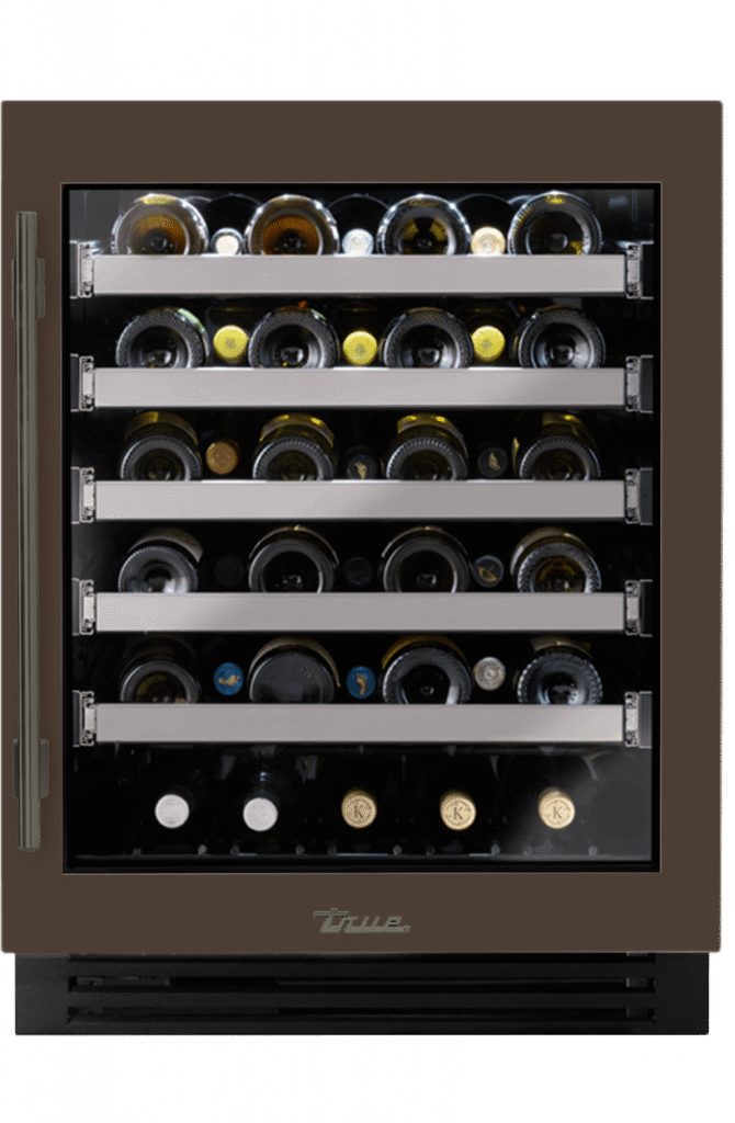 ADA Height Undercounter Wine Cabinet, Right Hinged, Espresso, Pewter Hardware TUWADA24RGA305H05