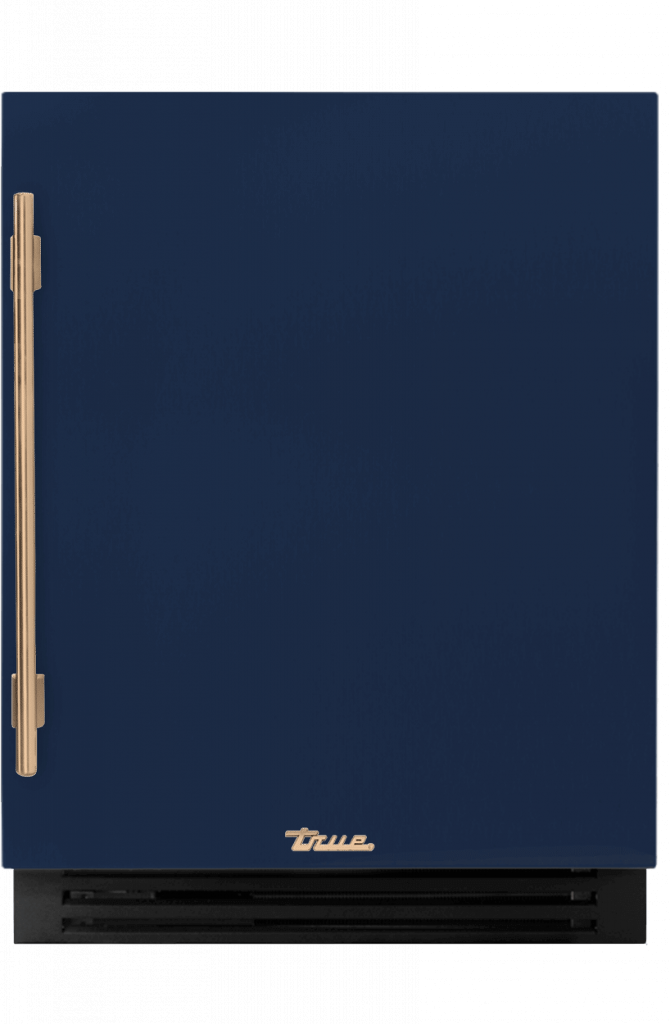 ADA Height Undercounter Wine Cabinet, Right Hinged, Cobalt, Gold Hardware TUWADA24RSA078H08