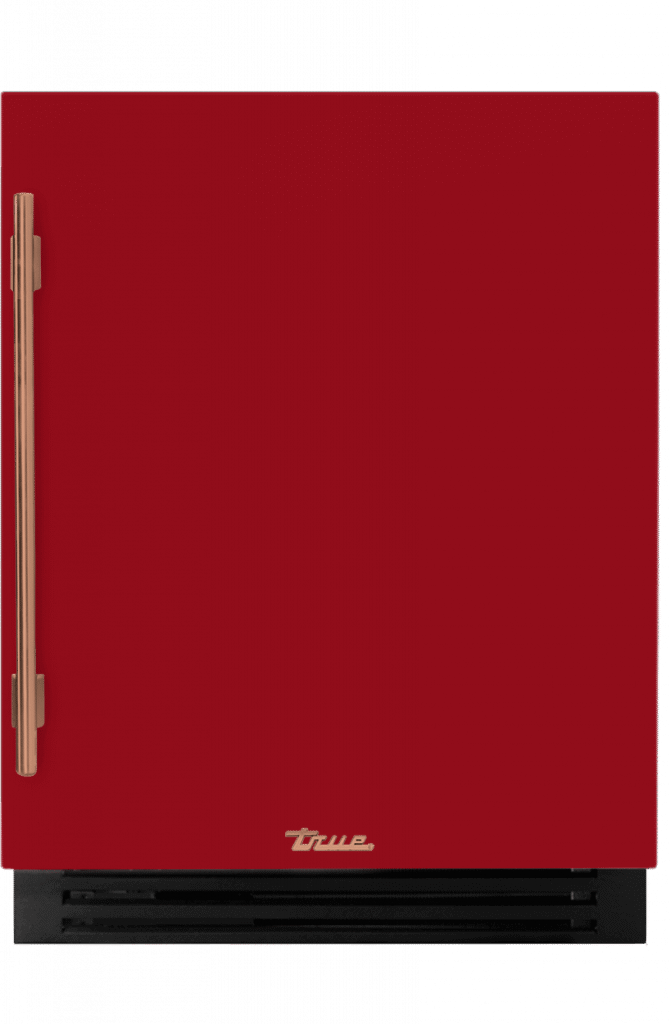 ADA Height Undercounter Wine Cabinet, Right Hinged, Crimson, Copper Hardware TUWADA24RSA193H03