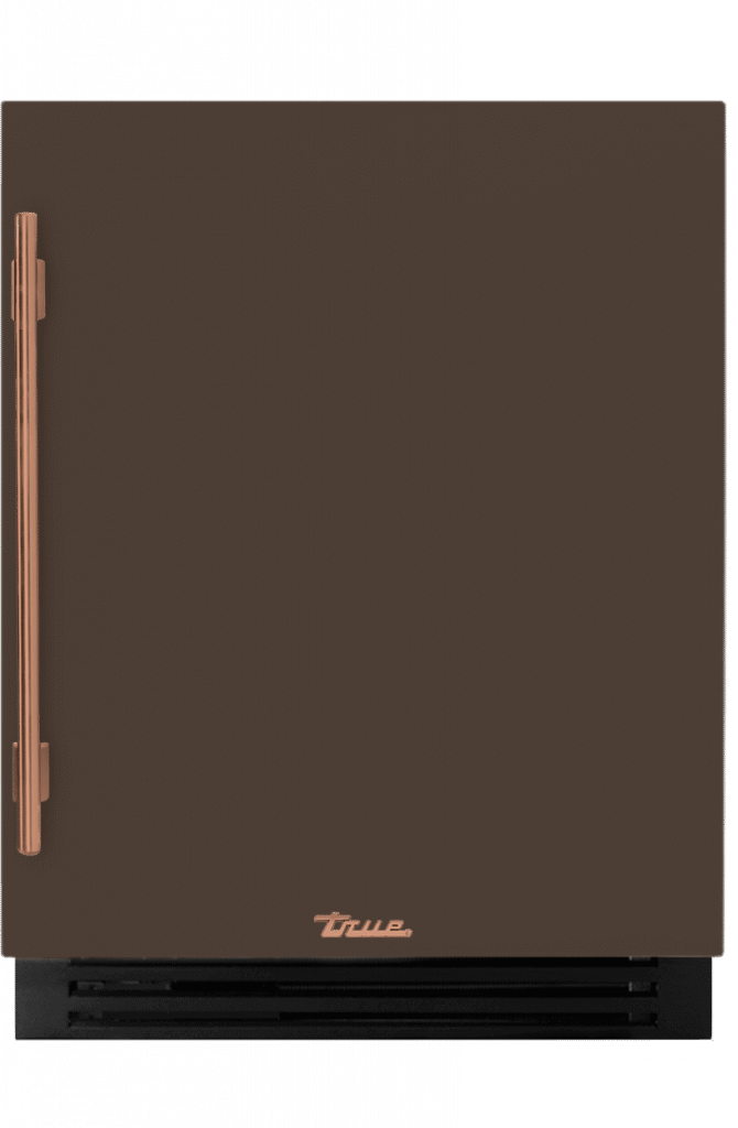 ADA Height Undercounter Wine Cabinet, Right Hinged, Espresso, Copper Hardware TUWADA24RSA305H03