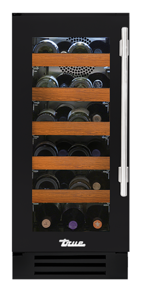 Undercounter Wine Cabinet, Left Hinged, Matte Black, Chrome Hardware TWC15LOGCDSK027H02
