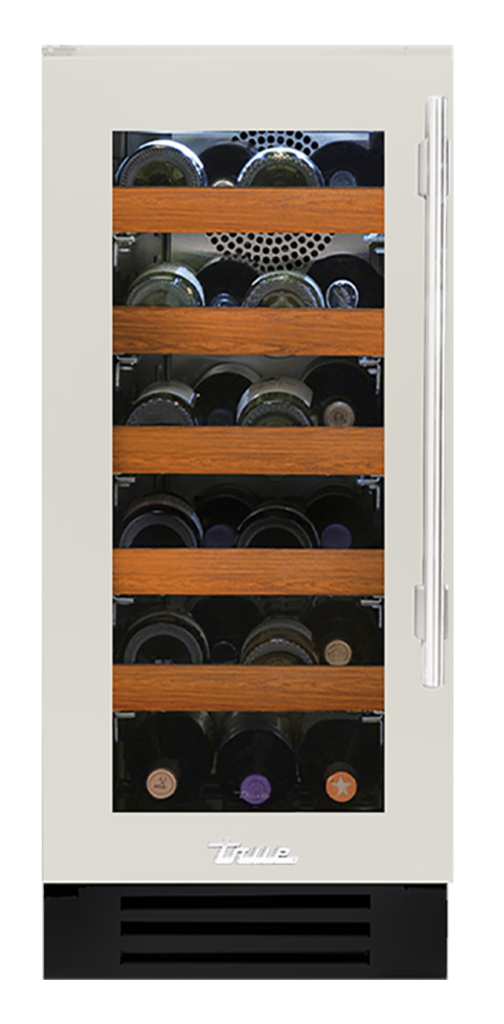 Undercounter Wine Cabinet, Left Hinged, Antique White, Chrome Hardware TWC15LOGCDSK050H02
