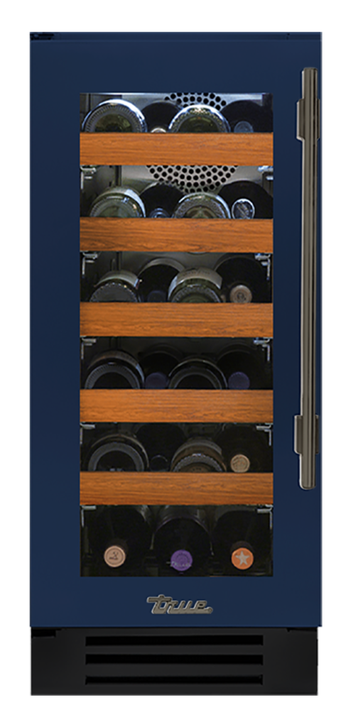 Undercounter Wine Cabinet, Left Hinged, Cobalt, Pewter Hardware TWC15LOGCDSK078H05
