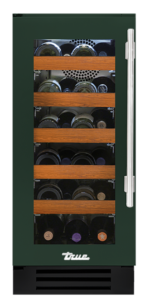 Undercounter Wine Cabinet, Left Hinged, Emerald, Chrome Hardware TWC15LOGCDSK086H02