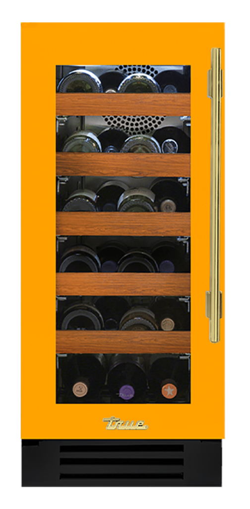 Undercounter Wine Cabinet, Left Hinged, Saffron, Brass Hardware TWC15LOGCDSK103H01
