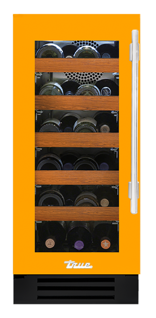 Undercounter Wine Cabinet, Left Hinged, Saffron, Chrome Hardware TWC15LOGCDSK103H02
