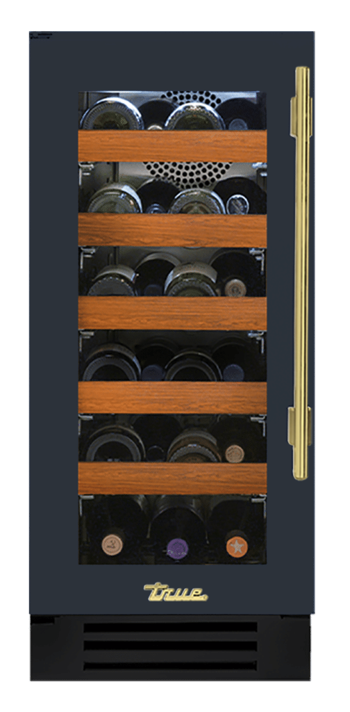 Undercounter Wine Cabinet, Left Hinged, Juniper, Brass Hardware TWC15LOGCDSK104H01